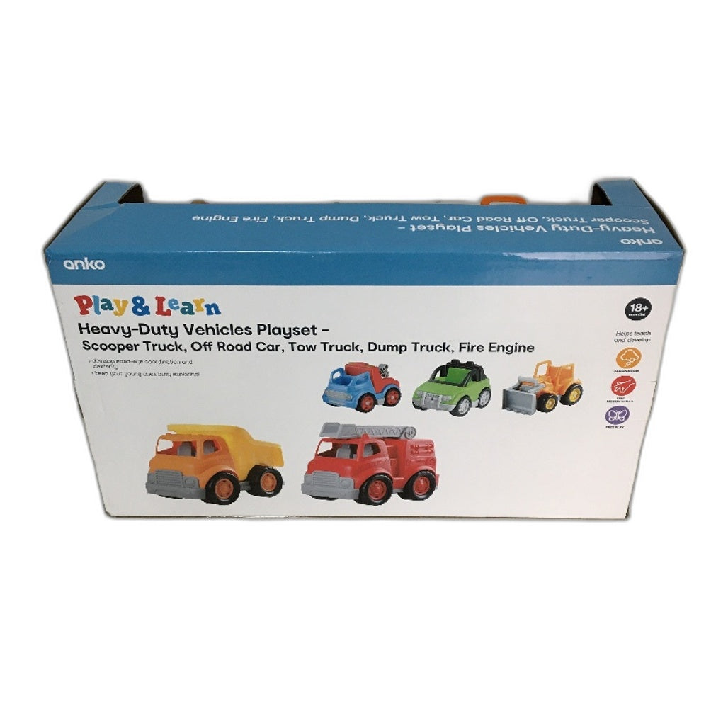 Play & Learn Scooper Truck & Cars Heavy Duty Vehicles Play Set Ages 18M+ NEW