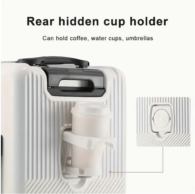 20 Inch Hard Shell Carry On Luggage with Lock USB Port 360° Spinner Wheel White