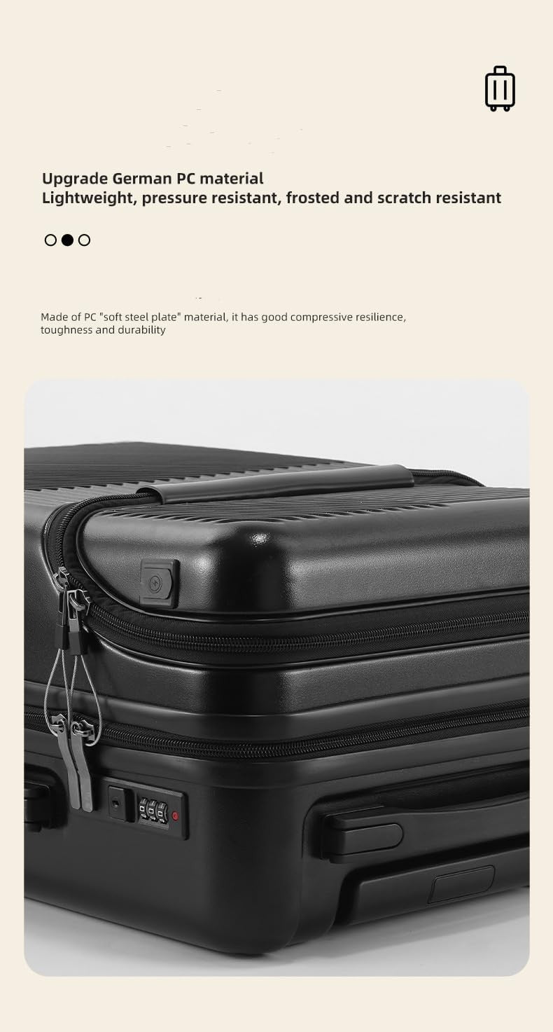 20 Inch Hard Shell Carry On Luggage with Lock USB Port 360° Spinner Wheel White