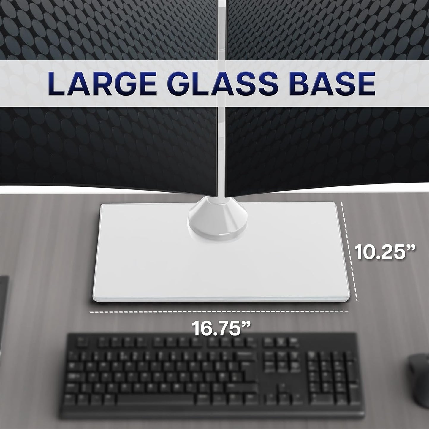 VIVO Freestanding Dual Monitor Stand with Glass Base for 2 Screens DEMO