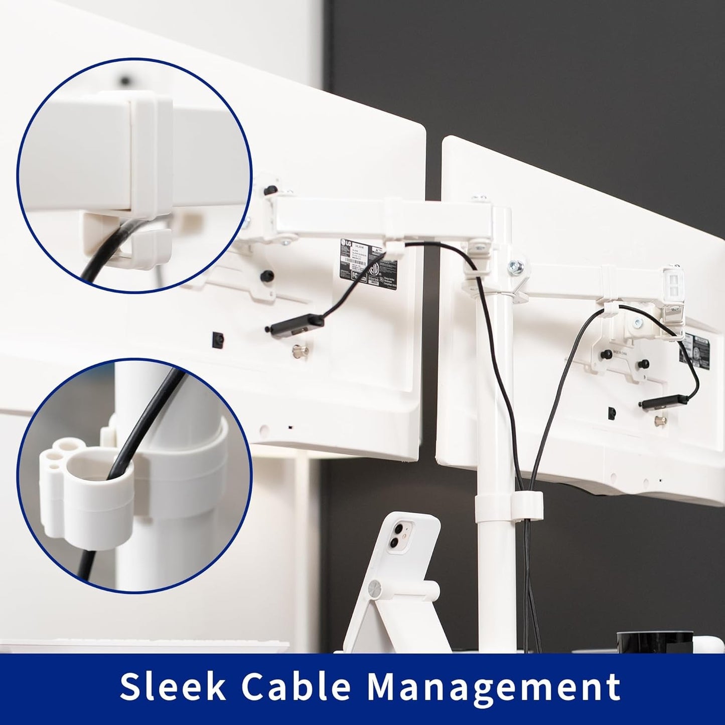 VIVO Freestanding Dual Monitor Stand with Glass Base for 2 Screens DEMO