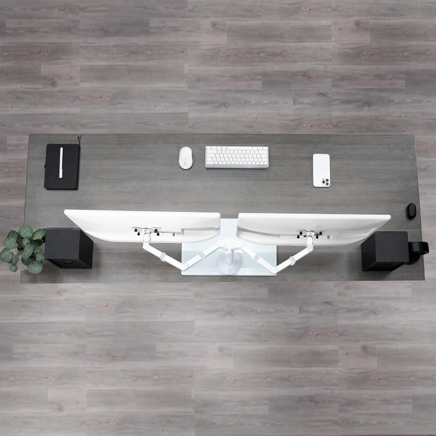 VIVO Freestanding Dual Monitor Stand with Glass Base for 2 Screens DEMO