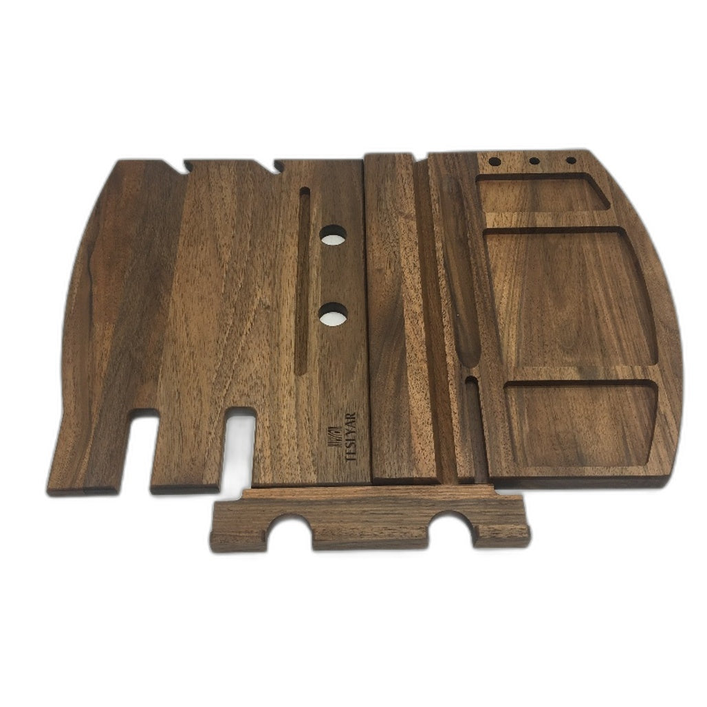 Teslyar Natural Walnut Docking Station Nightstand Accessories Organiser NEW