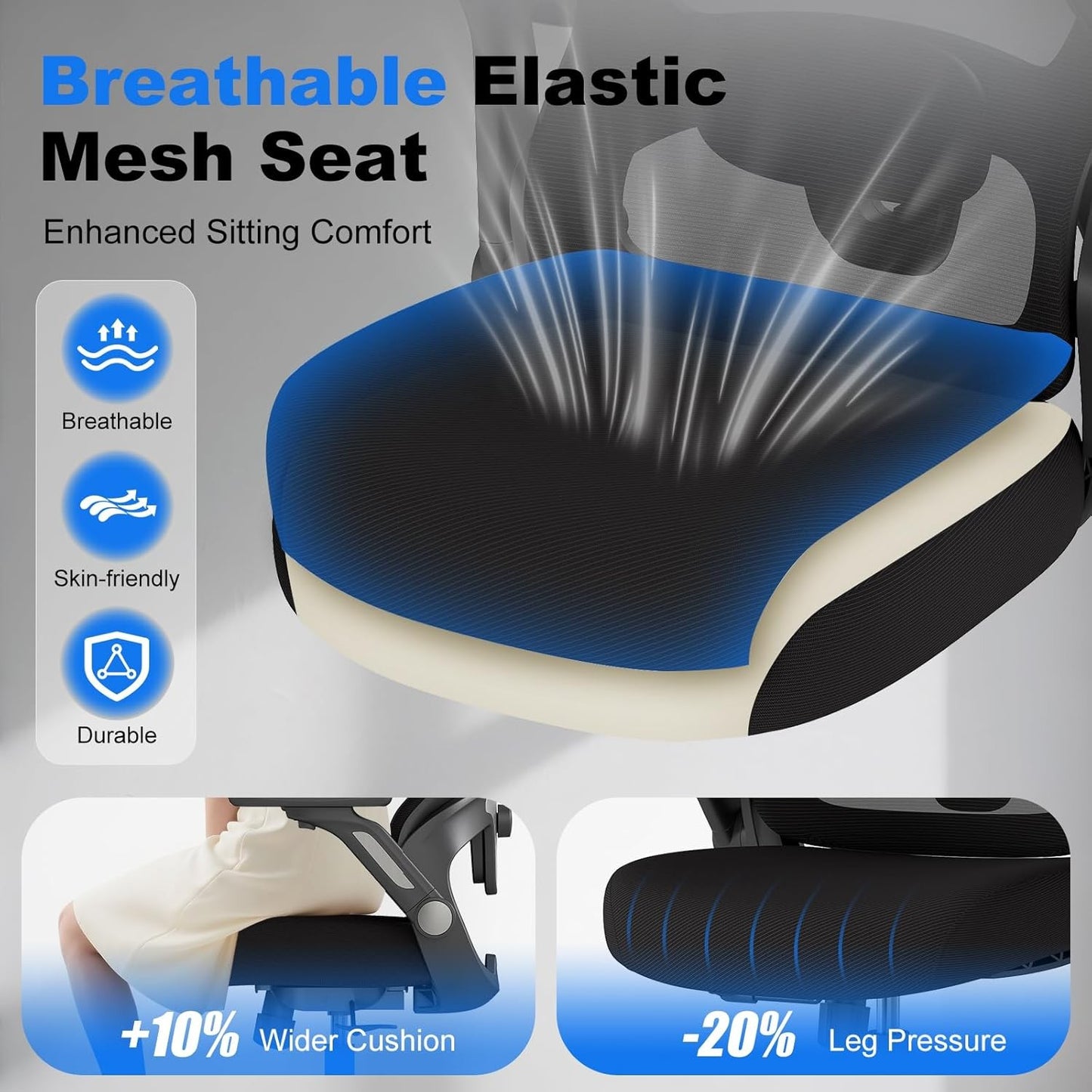 ZZH Ergonomic Office Chair with Adjustable Lumbar Support for Home DEMO