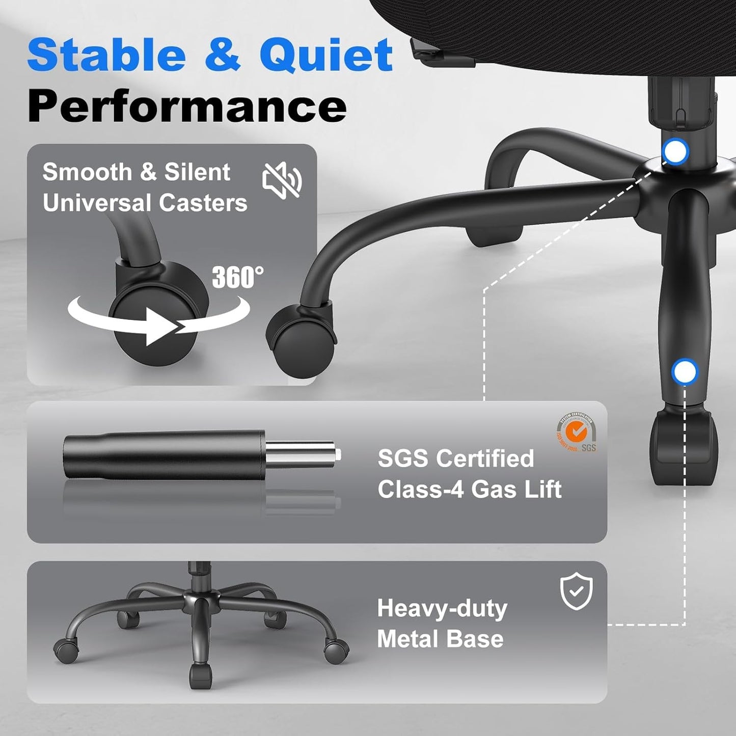 ZZH Ergonomic Office Chair with Adjustable Lumbar Support for Home DEMO