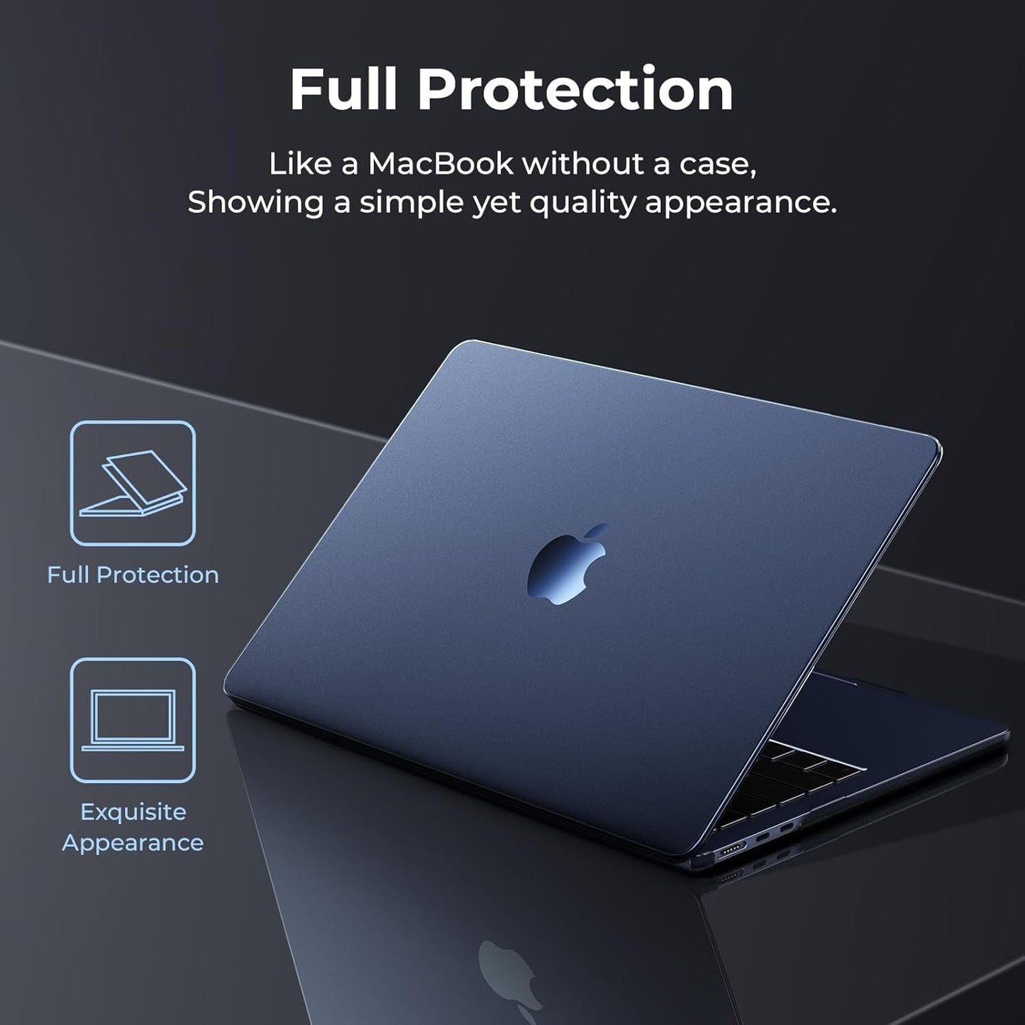 EooCoo Ultra Thin Armor Case for MacBook Air 15 Inch Midnight Navy Clear NEW