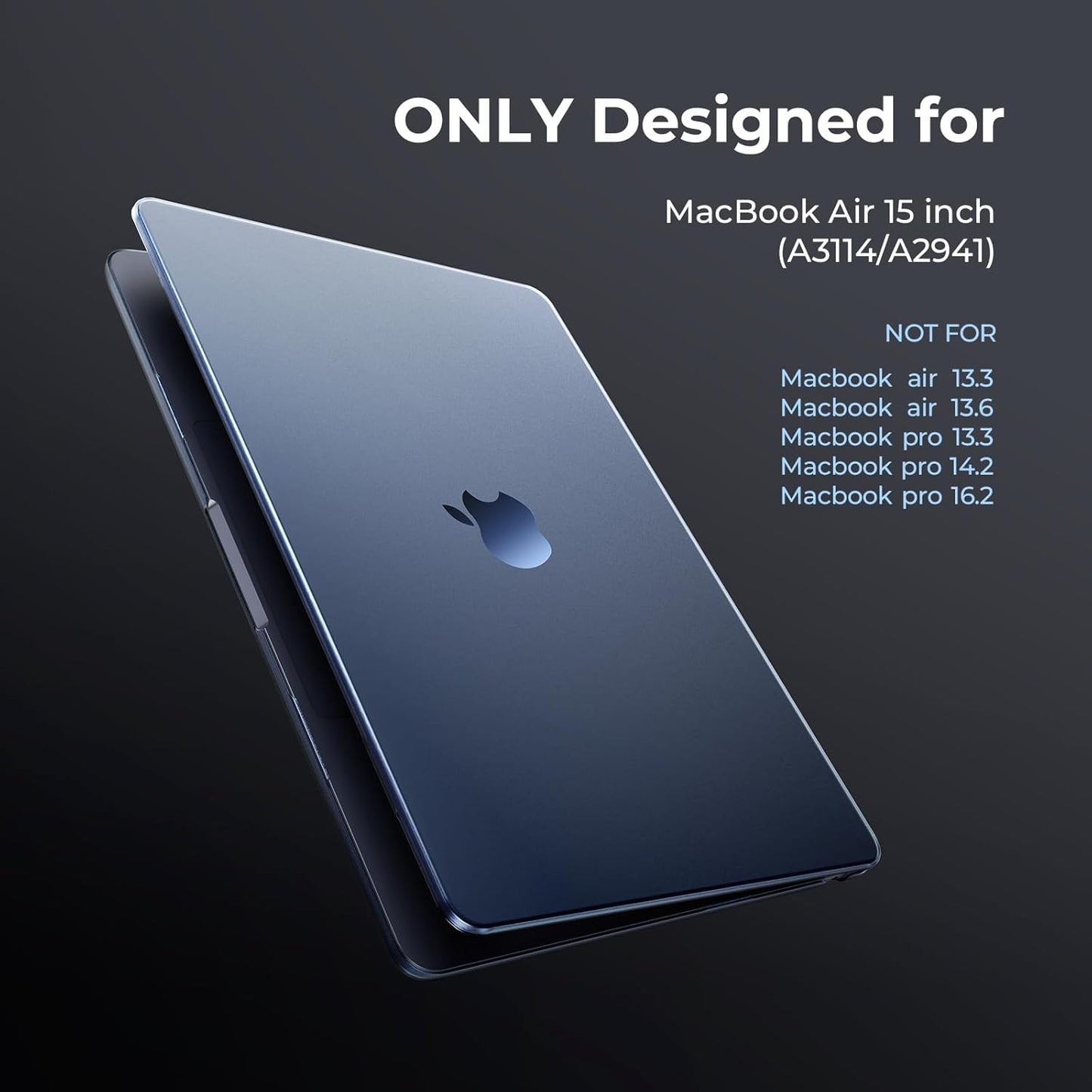 EooCoo Ultra Thin Armor Case for MacBook Air 15 Inch Midnight Navy Clear NEW