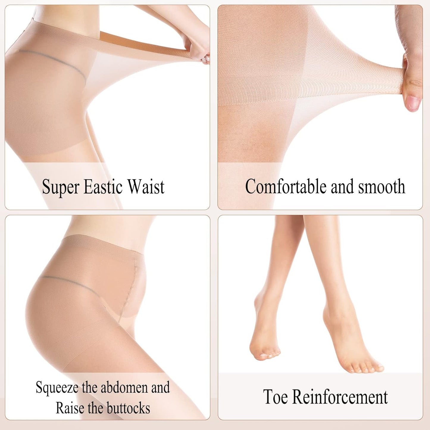 WAKUNA 3 Piece High Waist Sheer Nude Colour Pantyhose Ladies Size Small NEW