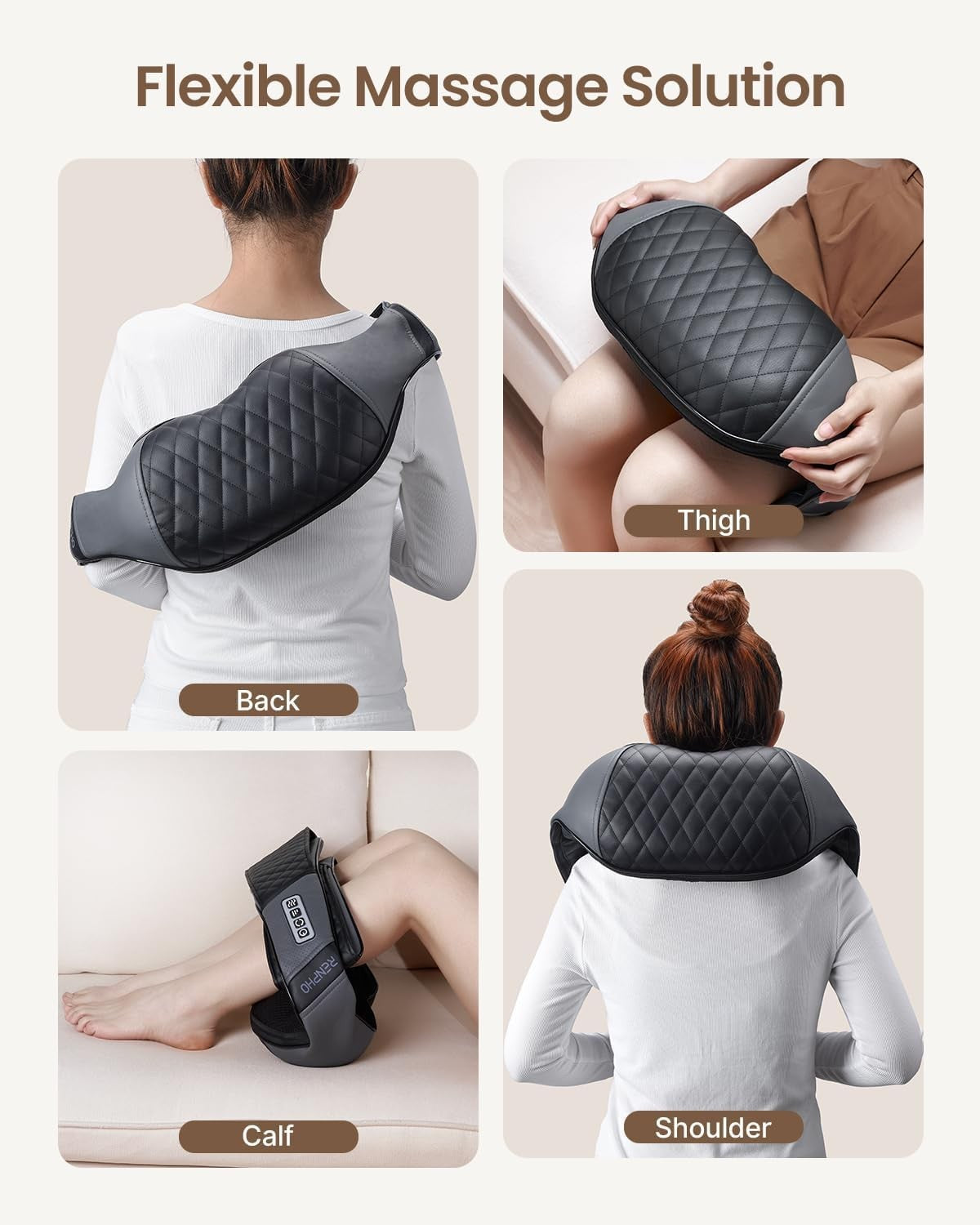RENPHO Neck Back Massager RP-SNM061 Electric Deep Tissue Heat Black Grey NEW