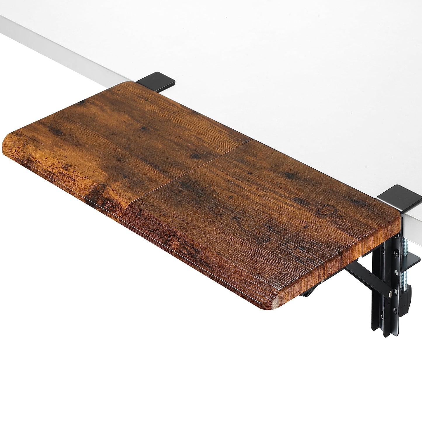 ETHU Large Foldable Keyboard Tray Clamp On for Desk Walnut Wood