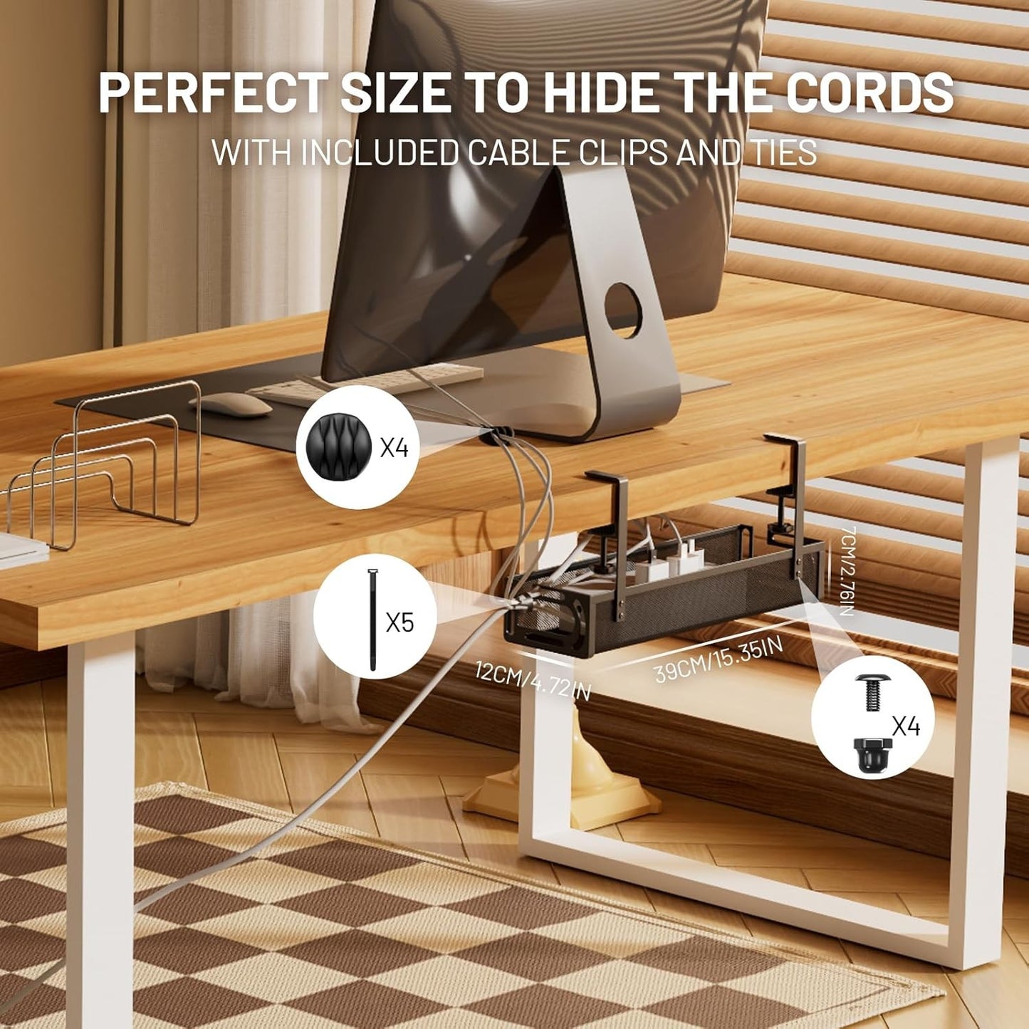 Uprinacc Black Under Desk Cable Management Tray for Home Office