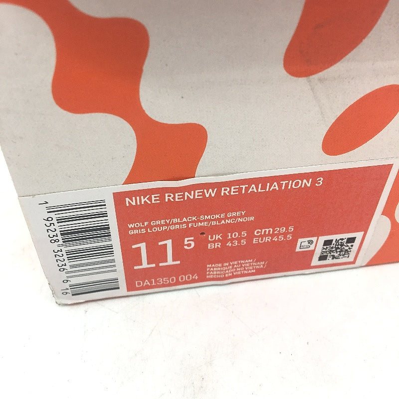 NIKE Renew Retaliation 3 Grey & Black Accent Sneakers Mens US11.5 EU45.5 NEW