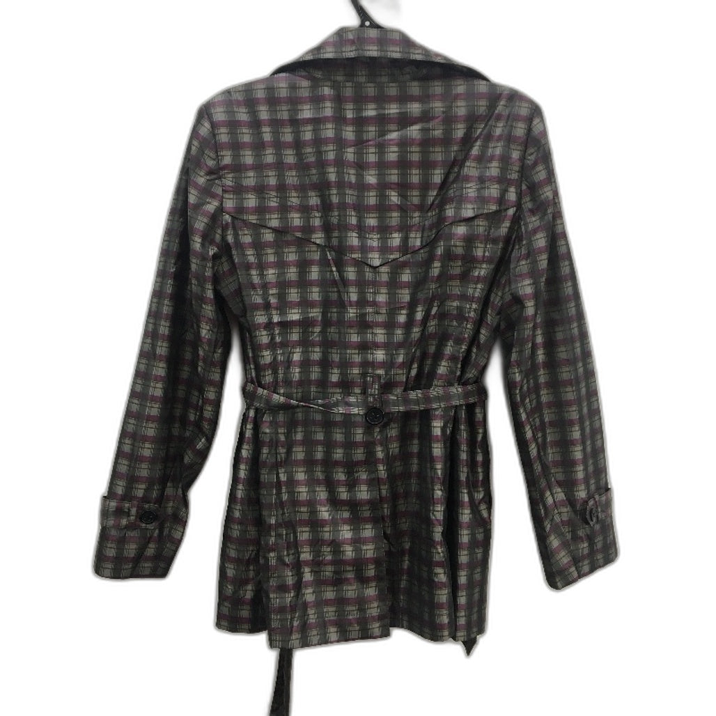 Dalia Collection Grey & Purple Check Single Breasted Outwear Coat Ladies Large