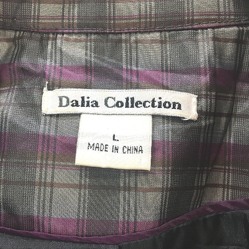Dalia Collection Grey & Purple Check Single Breasted Outwear Coat Ladies Large