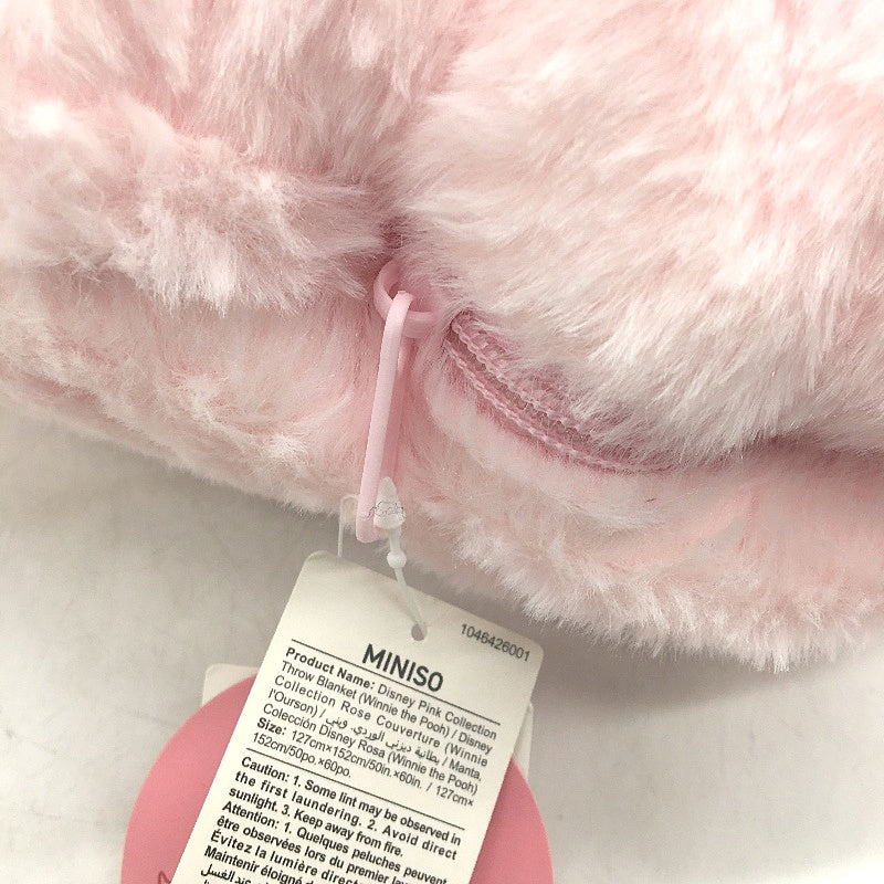 Miniso Disney Winnie The Pooh Pink Soft Plush Pillow & Hidden Blanket NEW