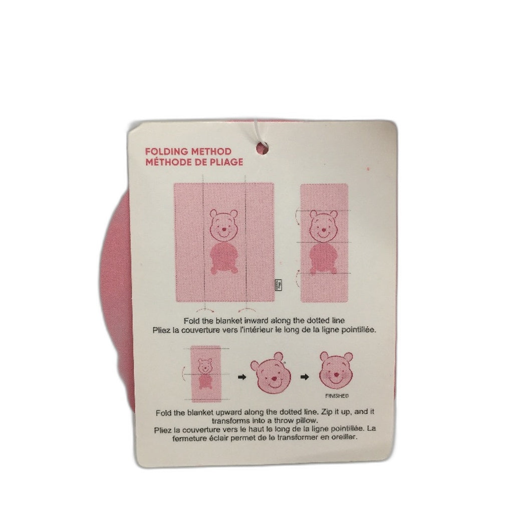 Miniso Disney Winnie The Pooh Pink Soft Plush Pillow & Hidden Blanket NEW