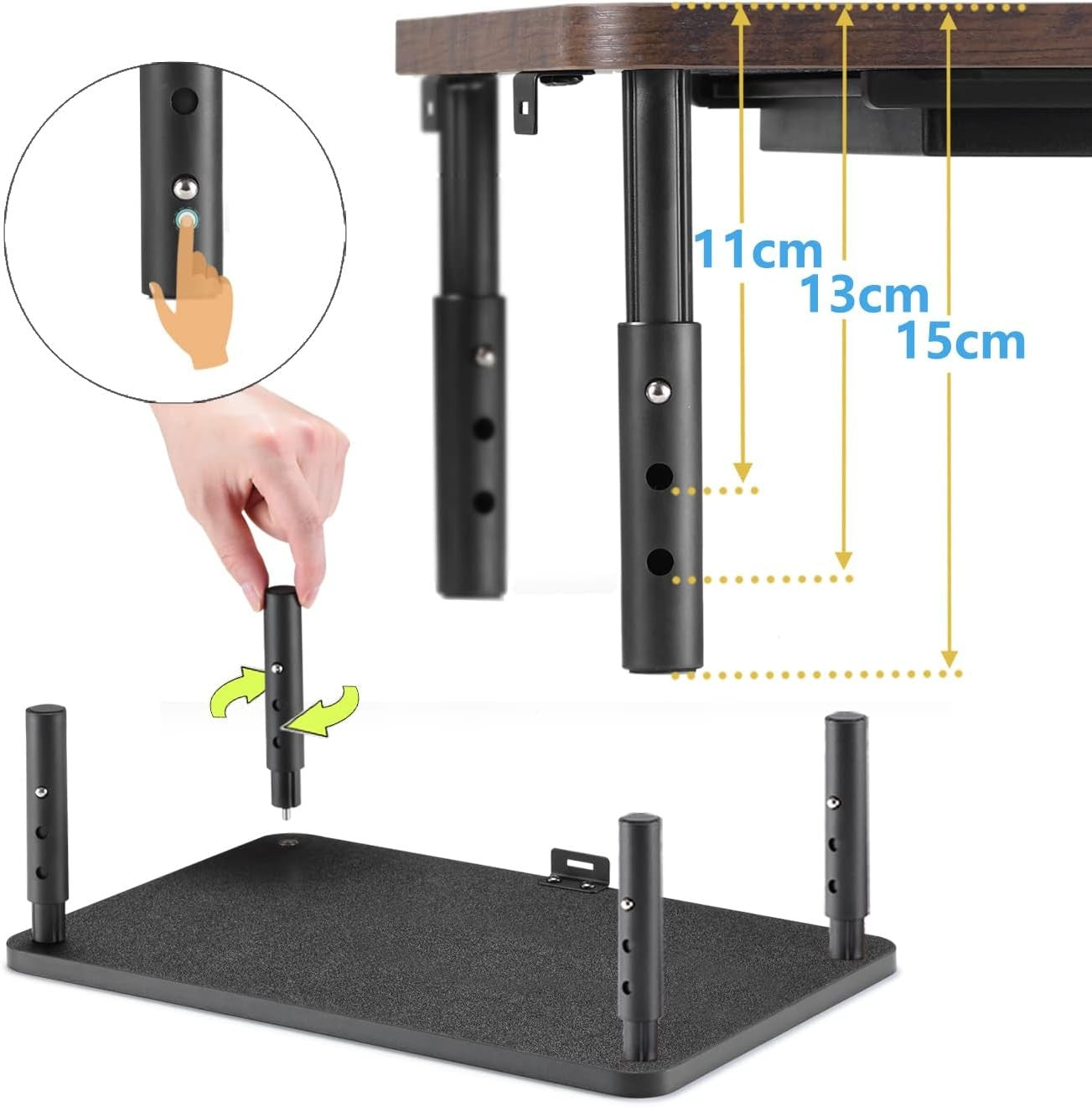ETHU Adjustable Desk Riser Black Wood Monitor Stand with Storage Drawer DEMO