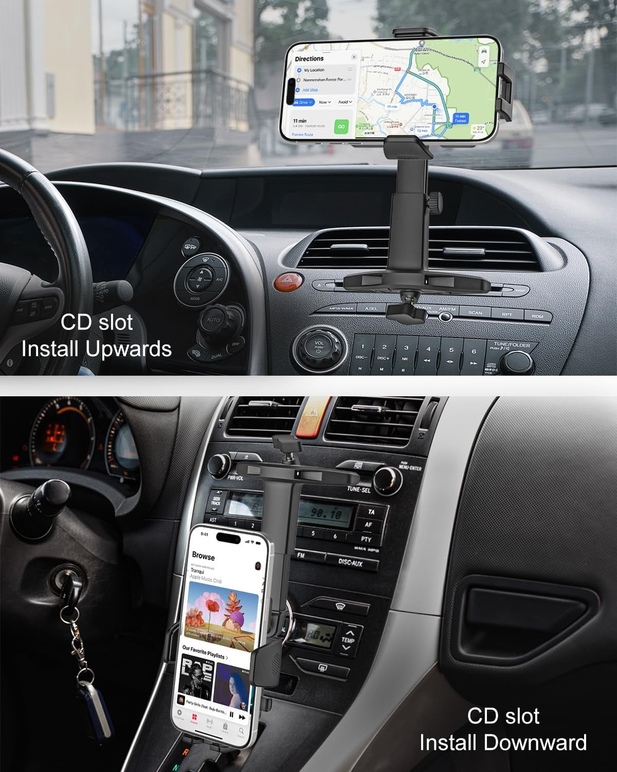 Adjustable CD Slot Phone Car Mount with 360 Degree Rotation fits 4-7" Phones NEW