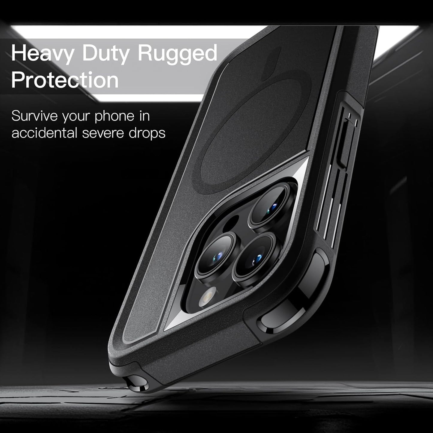 JETech iPhone 15 Pro Max 6.7" Black MagSafe Heavy Duty Rugged Case Black NEW