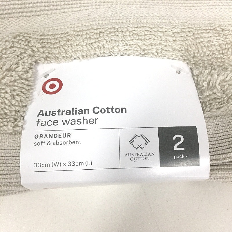 Target Grandeur Soft & Absorbent Grey Beige Black 3 x 2 Pack Face Washers NEW