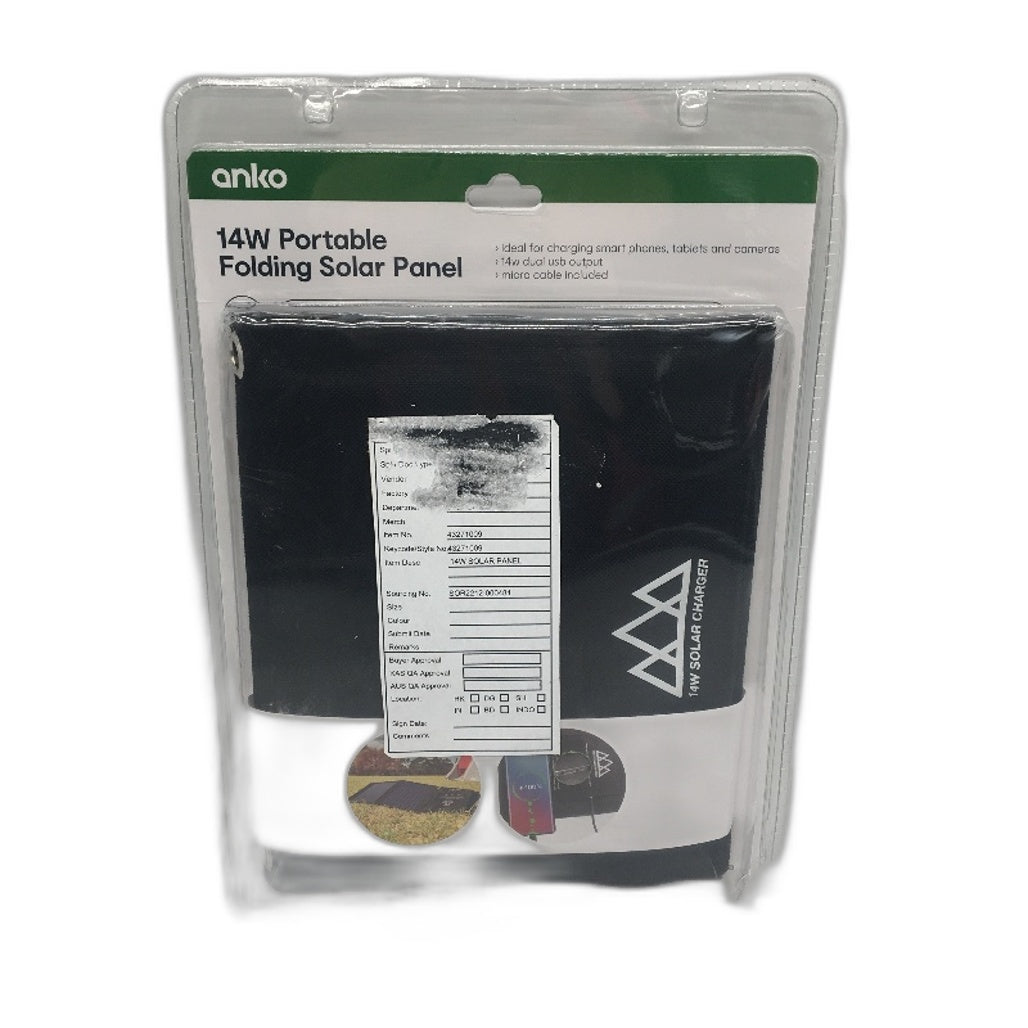 Portable & Lightweight 14W Dual USB Output Foldable Solar Panel NEW