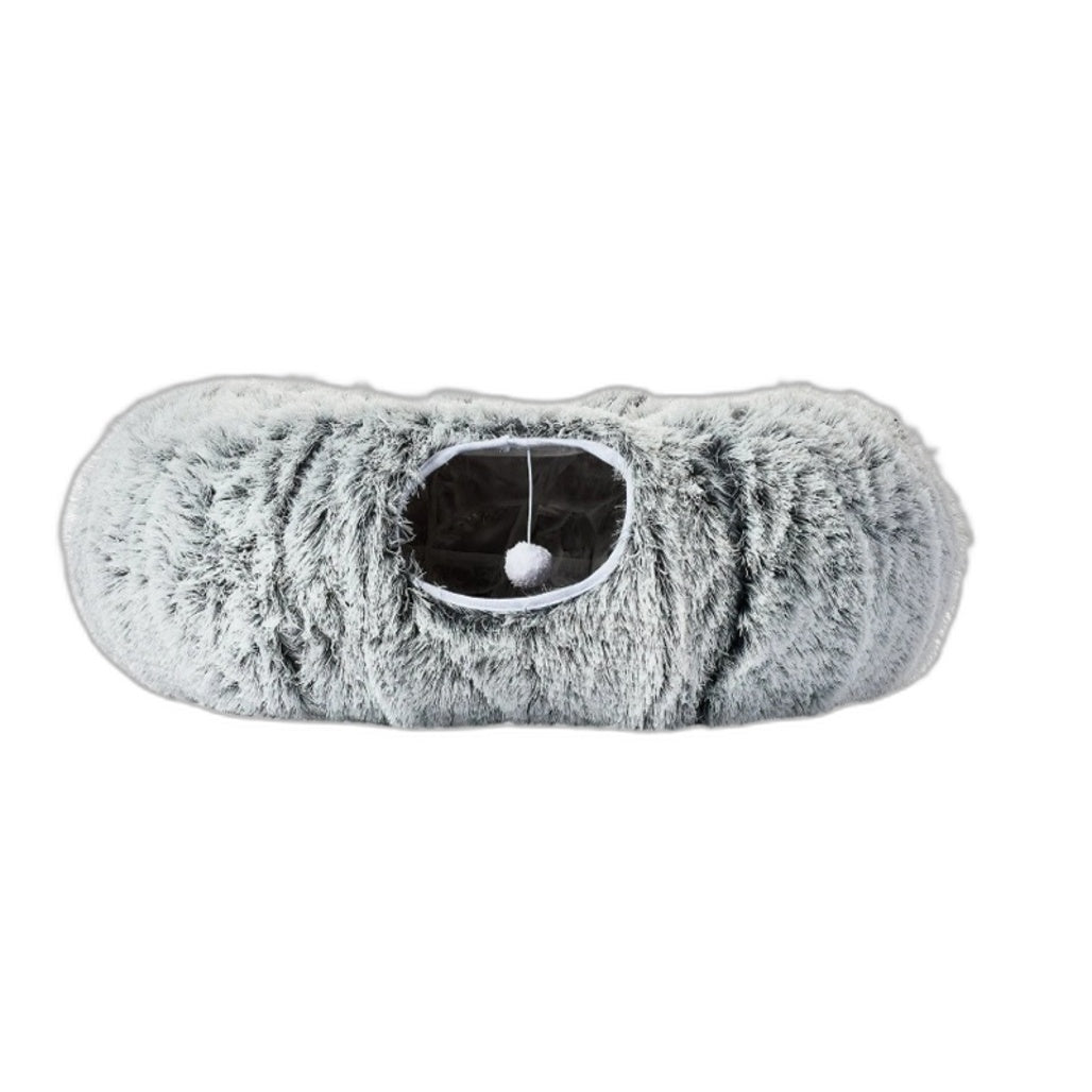Vibrant Life Cat Donut Tunnel Bed Soft Plush Peekaboo Collapsible Grey NEW
