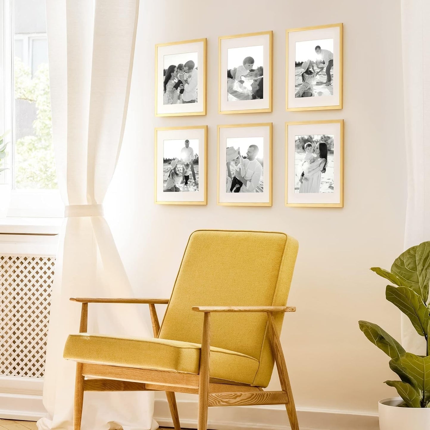 Gold 11x14 Inch Plexiglass Picture Frame Set of 5 for Wall Gallery Display NEW