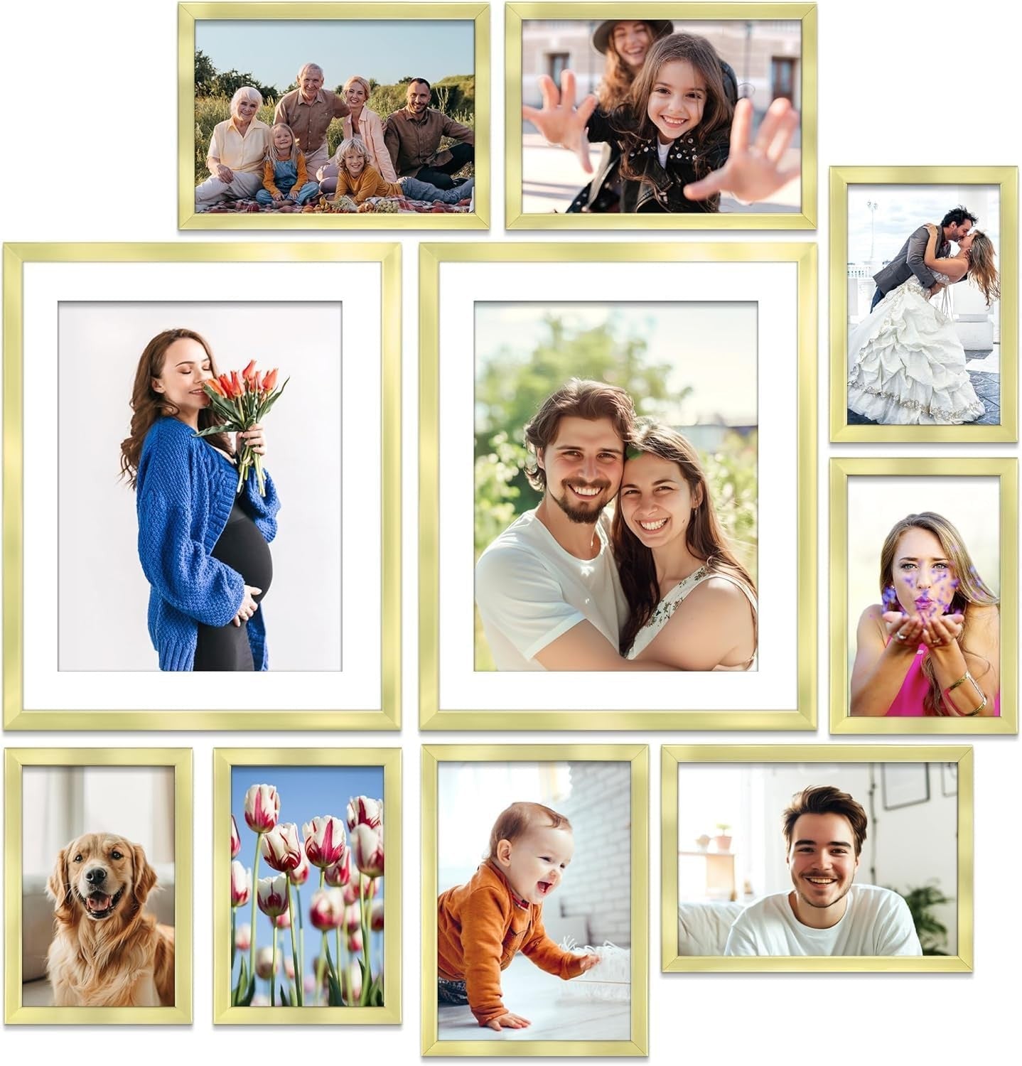 Gold 11x14 Inch Plexiglass Picture Frame Set of 5 for Wall Gallery Display NEW