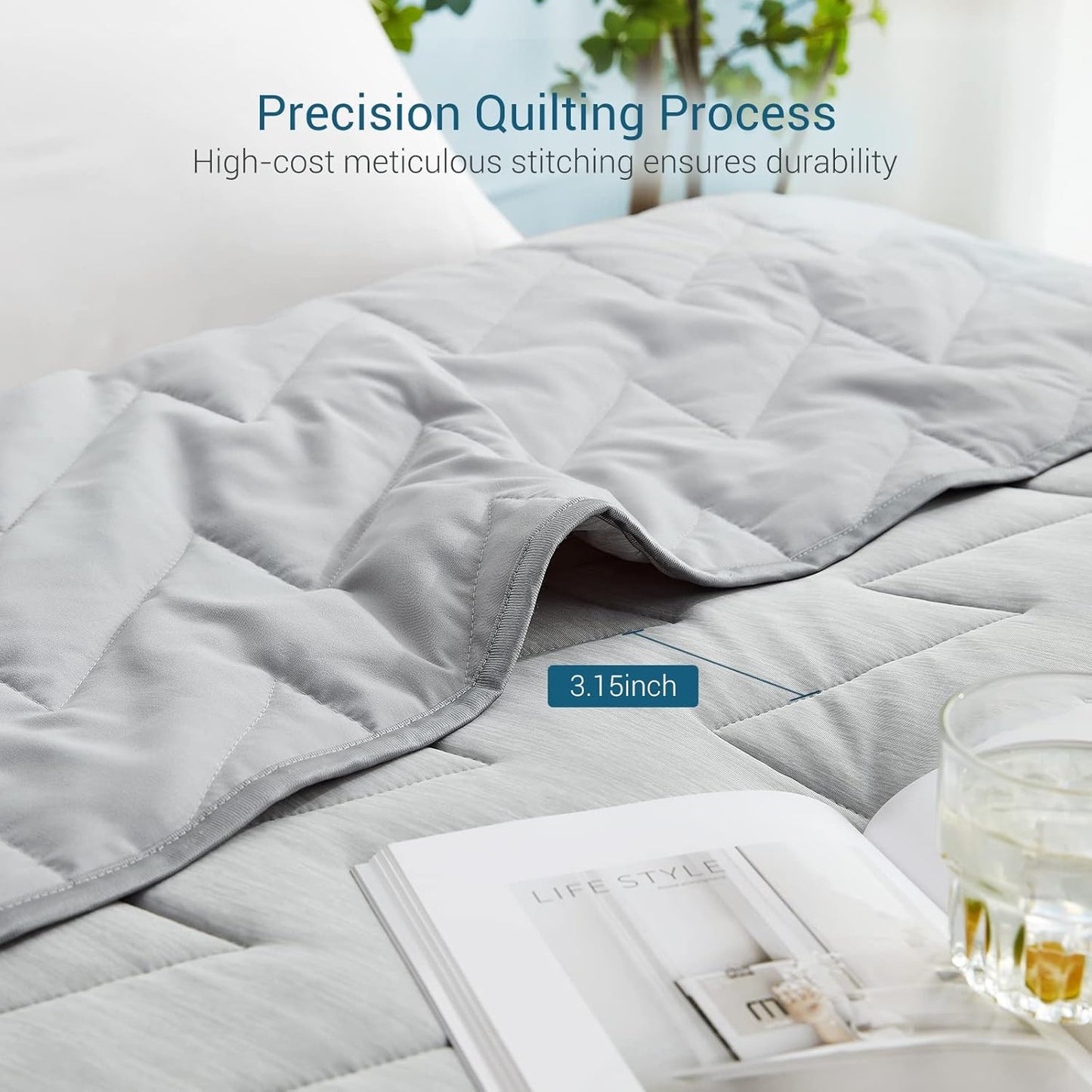 Elegear Cooling Comforter Light Grey Absorbs Body Heat to Keep Cool 150x200 NEW