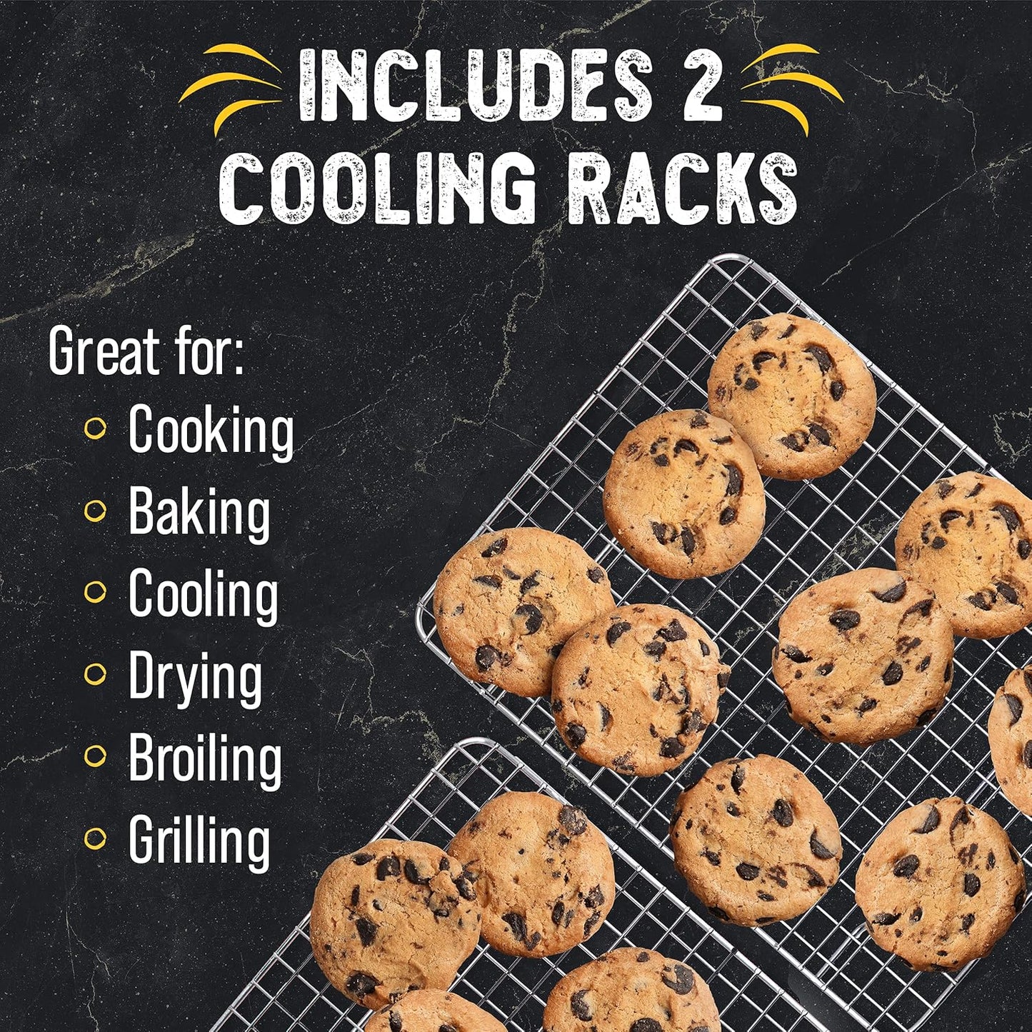 Checkered Chef Cooling Rack Set Stainless Steel Oven Safe Grid Wire 11.75" NEW