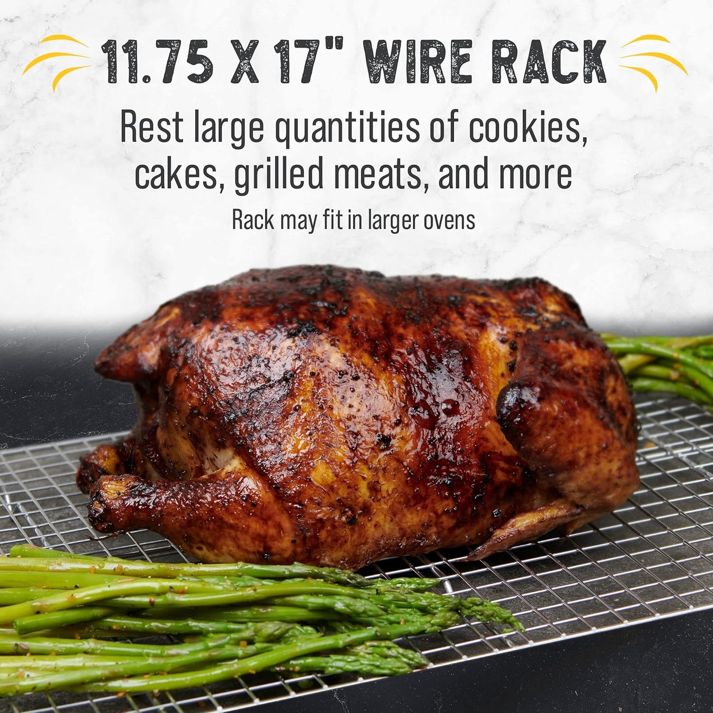 Checkered Chef Cooling Rack Set Stainless Steel Oven Safe Grid Wire 11.75" NEW