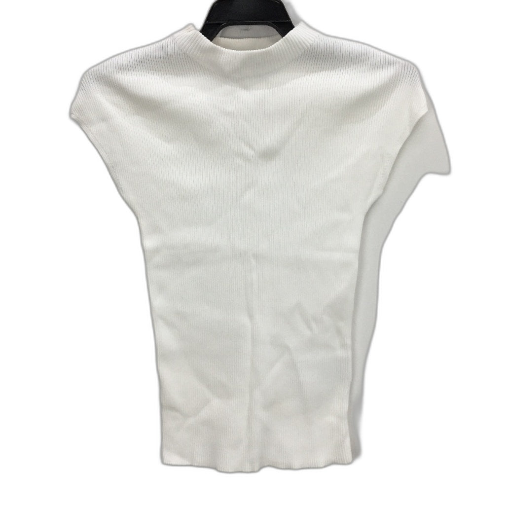 Portmans Juno Cloud Dancer White Mock Neck Fitted Knit Top - Soft Viscose/Nylon, Size XS