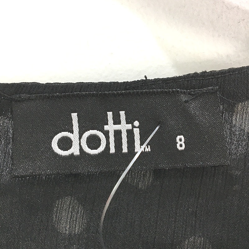 Sheer Frill Long Sleeve Black & White Polka Dot Blouse for Women | Size AU 8 | NEW