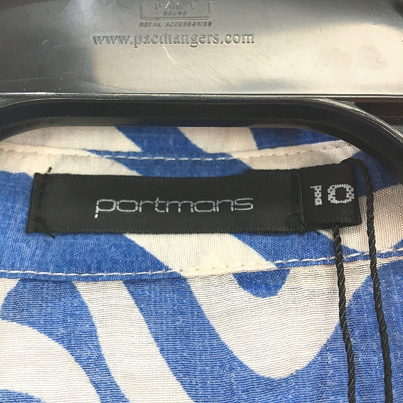 Portmans Emma Sheer Blue & White Short Sleeve Shirt – Viscose/Polyamide – AU 10 NEW