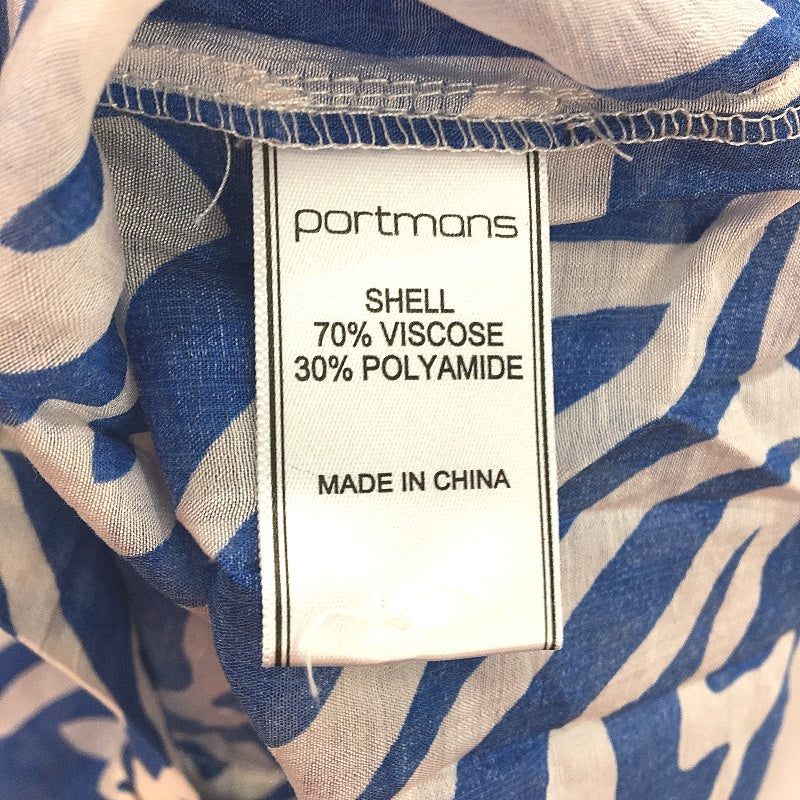 Portmans Emma Sheer Blue & White Short Sleeve Shirt – Viscose/Polyamide – AU 10 NEW