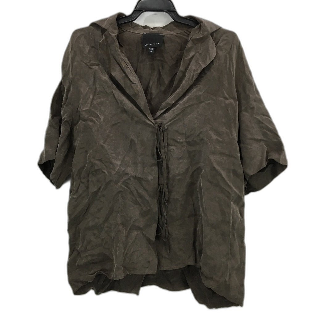 alice in the eve soft satin like tie up shirt Women Size M