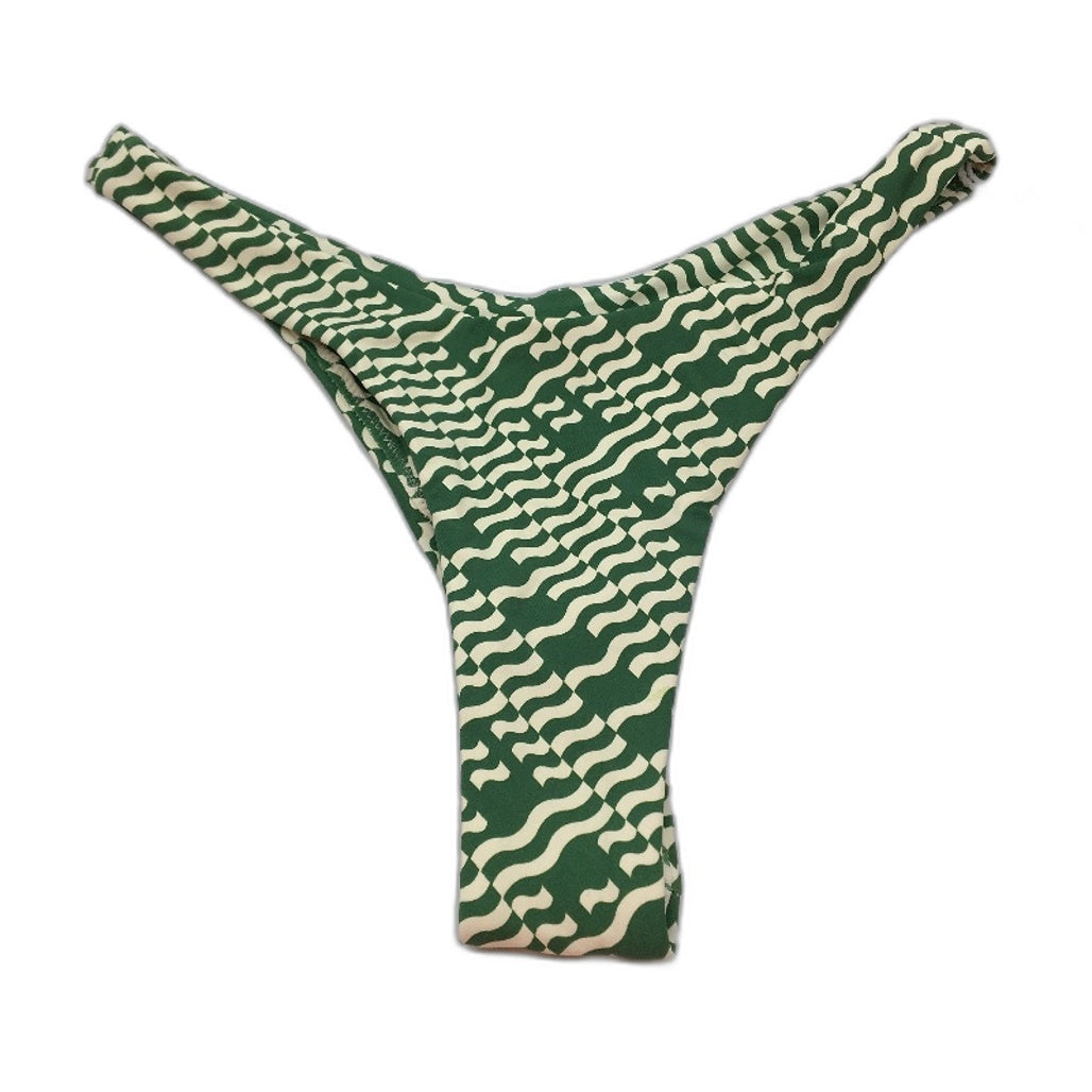 Subtitled 'Hali' Green White Bikini Bottom Triangular Thong Women Size XS NEW