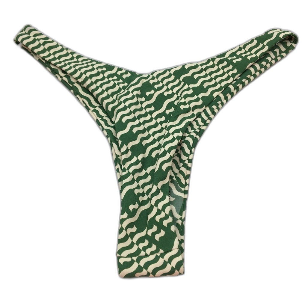 Subtitled 'Hali' Green White Bikini Bottom Triangular Thong Women Size XS NEW