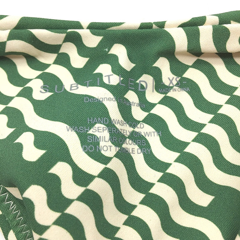 Subtitled 'Hali' Green White Bikini Bottom Triangular Thong Women Size XS NEW