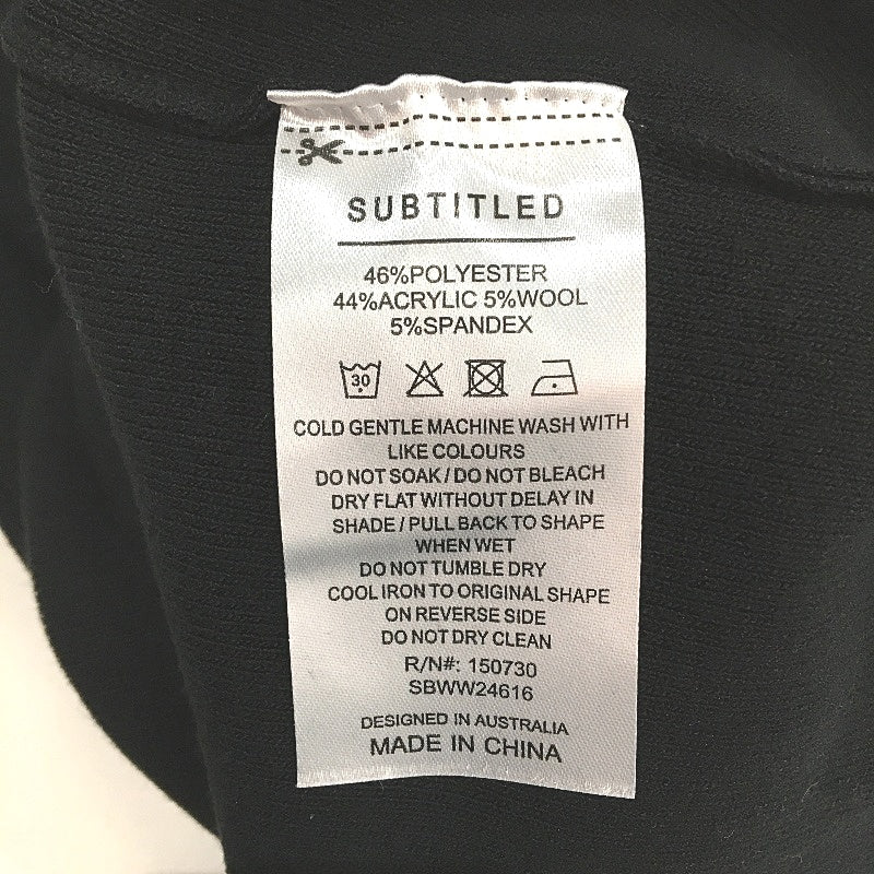 Subtitled Wool Blend Knitted Sleeveless Black Dress Women Size S