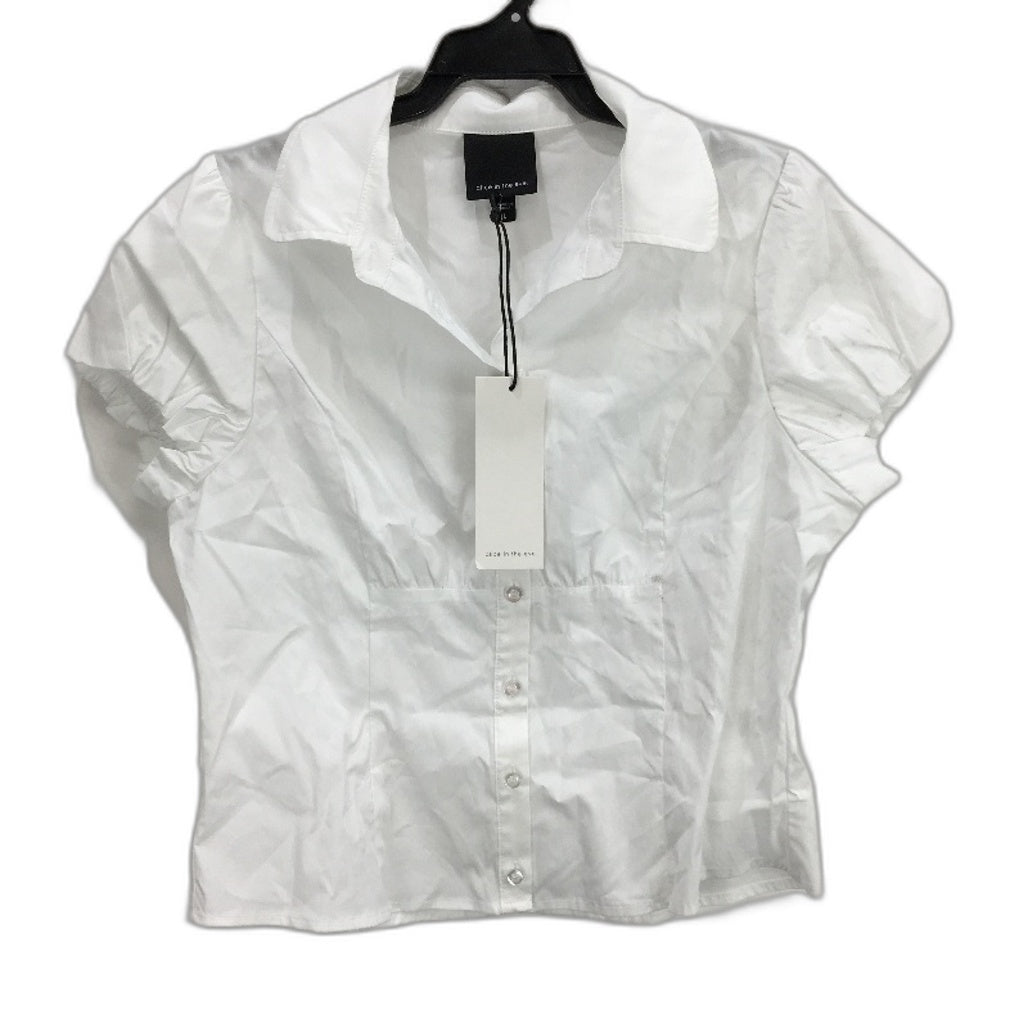 Alice In The Eve 'Monica' Button Down Short Sleeve Blouse Women Size L NEW