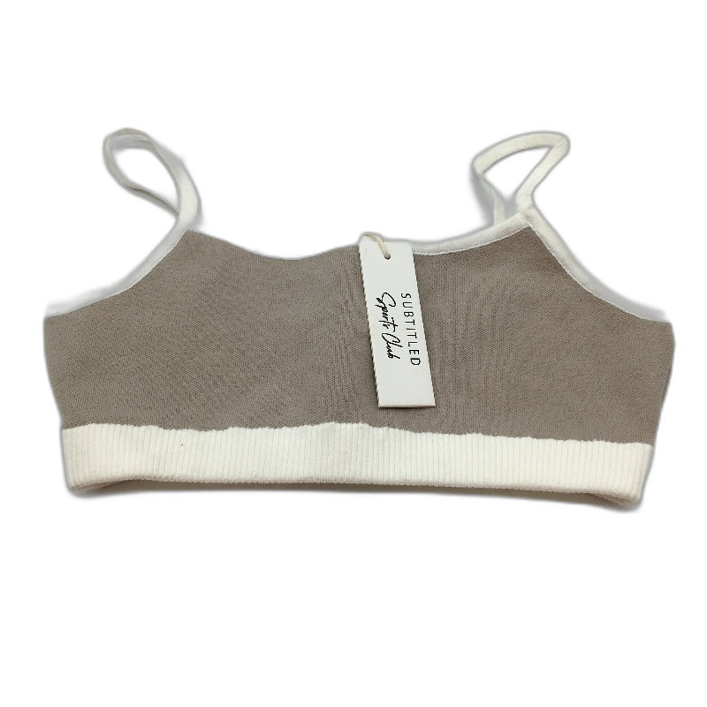 Subtitled Grey Cotton Blend Knit Style Crop Top Bra Bralette Women Size L NEW