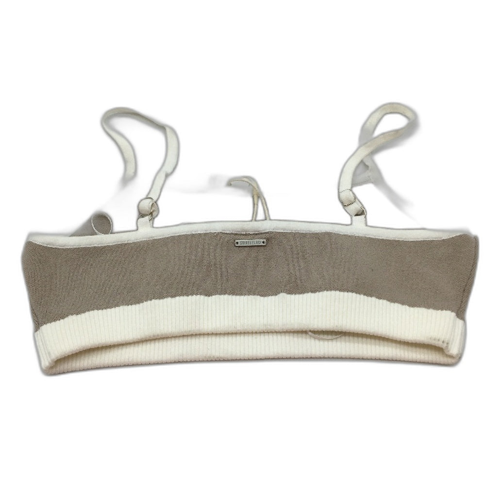Subtitled Grey Cotton Blend Knit Style Crop Top Bra Bralette Women Size L NEW