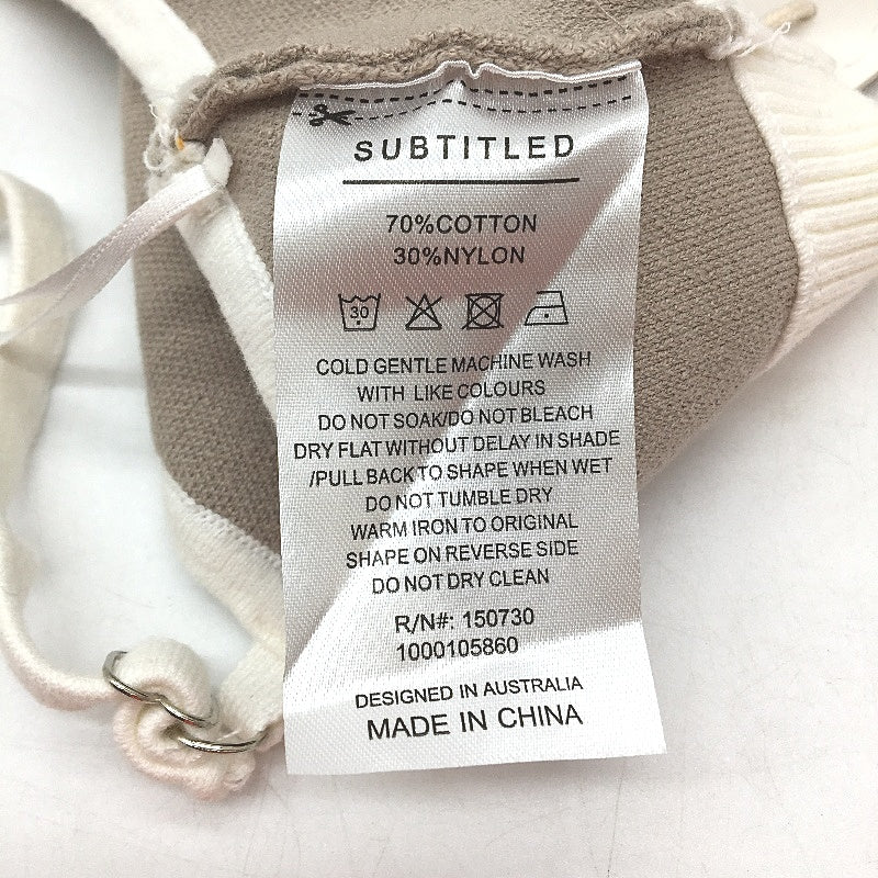 Subtitled Grey Cotton Blend Knit Style Crop Top Bra Bralette Women Size L NEW