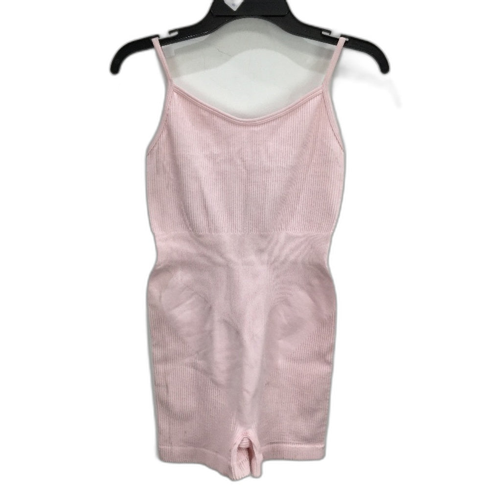 Subtitled Strappy Unitard Bodysuit Ribbed Pink Women Size M to L NEW