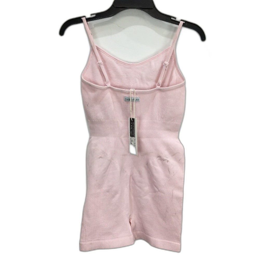 Subtitled Strappy Unitard Bodysuit Ribbed Pink Women Size M to L NEW