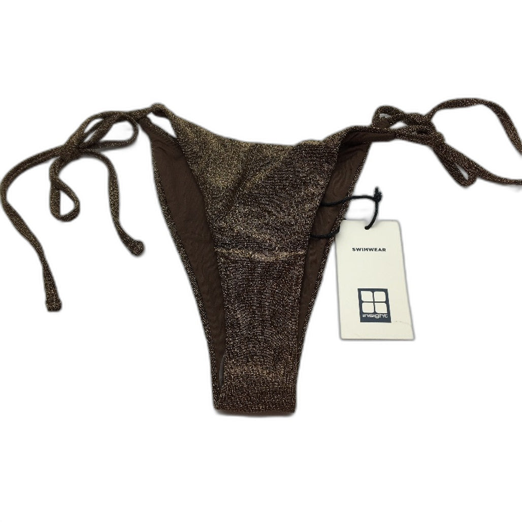 Insight 'Tahnee Lurex' Triangular Bronze Bikini Bottom Tie Up Women Size L NEW