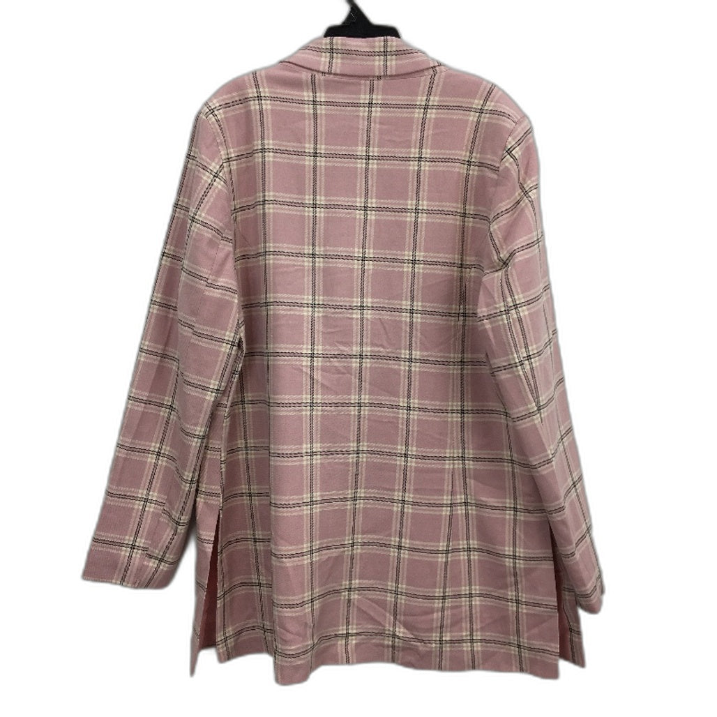 Together Pink Check Single Breasted Hook Lined Long Blazer Jacket Women size 14