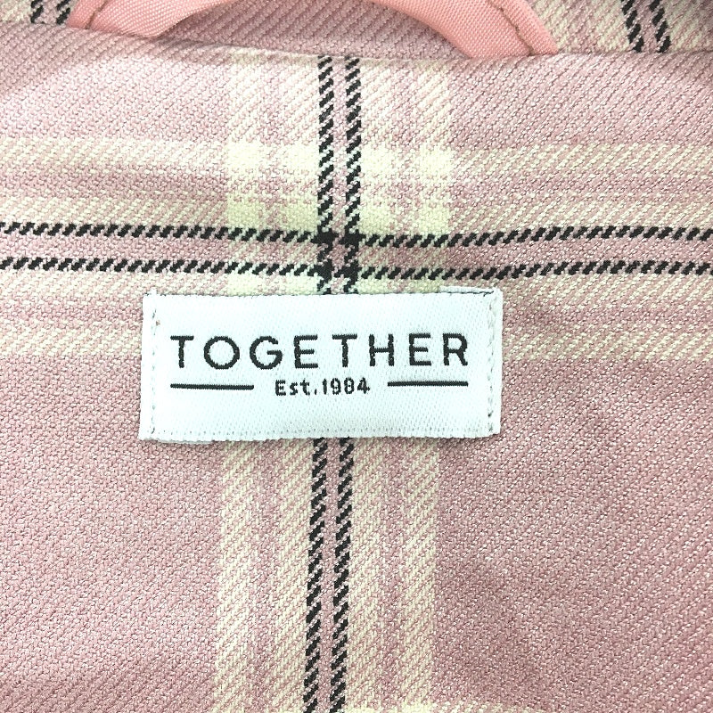 Together Pink Check Single Breasted Hook Lined Long Blazer Jacket Women size 14