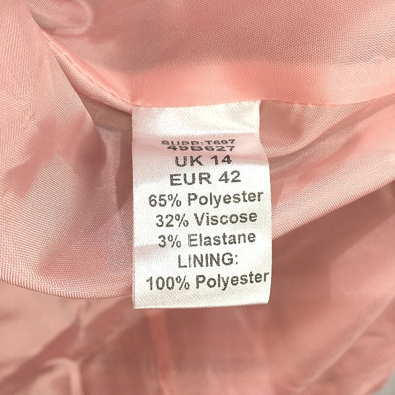 Together Pink Check Single Breasted Hook Lined Long Blazer Jacket Women size 14